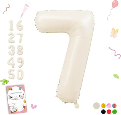 40 Inch Beige Number 7 Balloons by Smlpuame