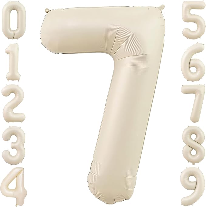 40 Inch Cream Foil Number 7 Balloon by TNCDJKPA