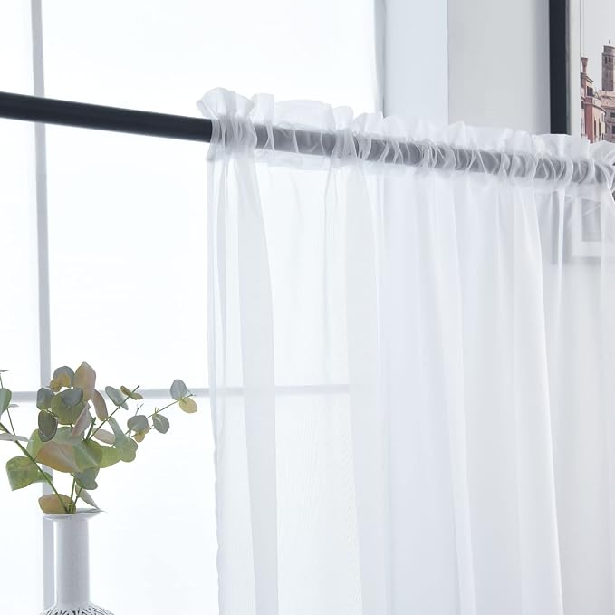 SpaceDresser Sheer Voile Window Treatment Rod Pocket Curtain Panels - Image 7
