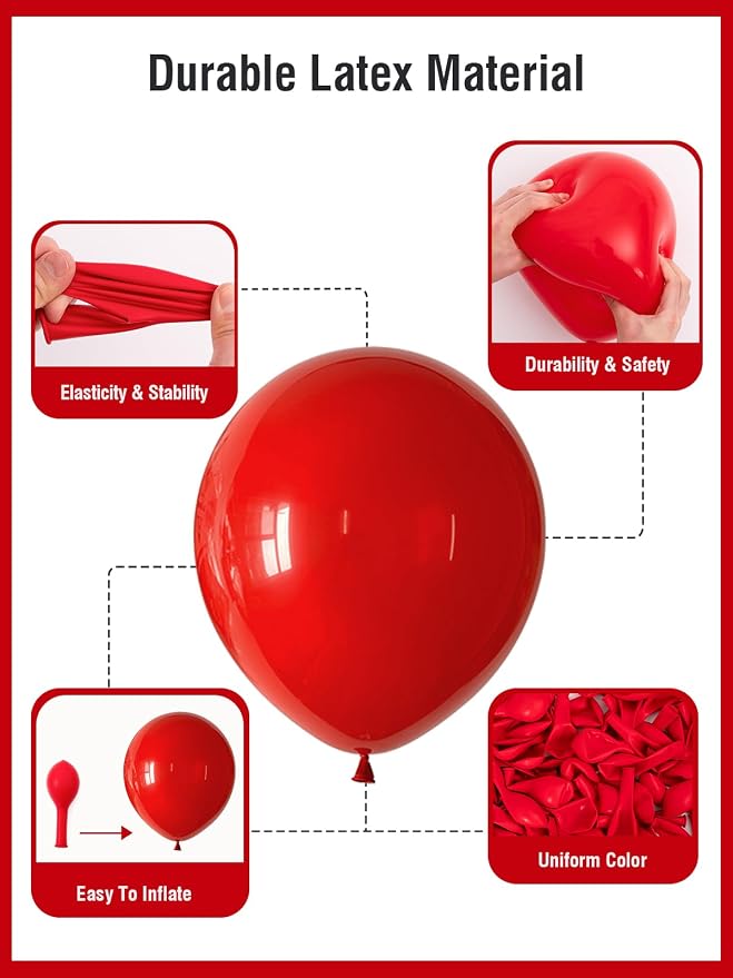 Red Balloons 12 Inch 60 PCS Red Latex Balloons - Image 4