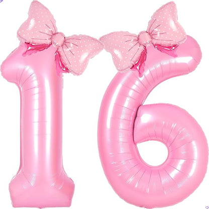 Pink Sweet 16 Balloon Numbers Pink Birthday Decorations by Unknown
