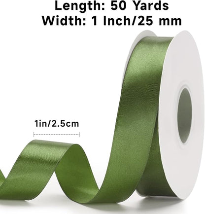 KINGLAKE Olive Green Satin Ribbon - Image 2