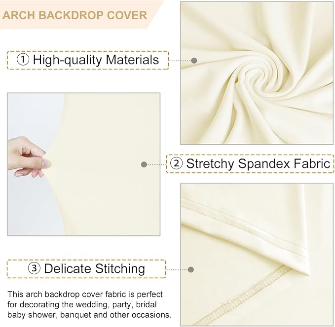 FANPROMS Ivory Arch Cover 2 Set 6FT 7.2FT Wedding Arch Backdrop Cover Spandex - Image 4