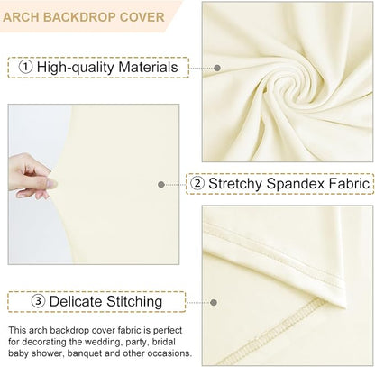 FANPROMS Ivory Arch Cover 2 Set 6FT 7.2FT Wedding Arch Backdrop Cover Spandex - Image 4