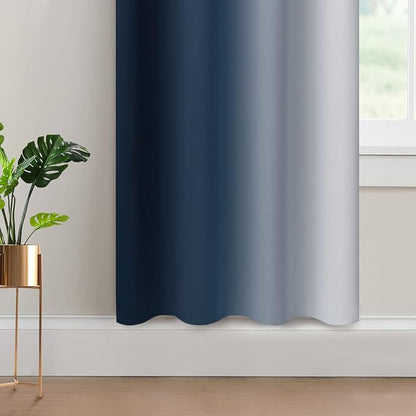Yakamok Ombre Curtains Navy Blue and Greyish White - Image 4