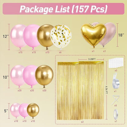 157PCS Pink and Gold Balloons Garland Arch Kit - Image 2