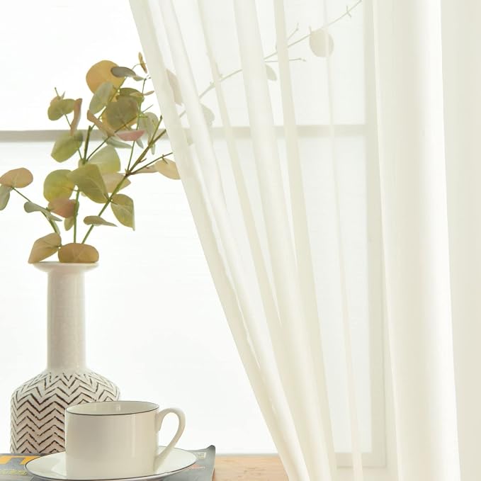 SpaceDresser Sheer Voile Window Treatment Rod Pocket Curtain Panels - Image 4