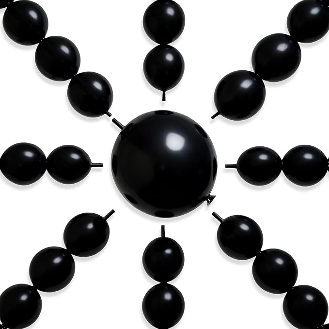 PartyWoo Black Linking Balloons 100pcs 12 Inch Black Link Balloons | by PartyWoo