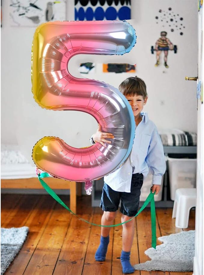 TONIFUL 40 Inch Rainbow Large Numbers Balloons 0-9, Number 0 Digital 0 Helium - Image 6