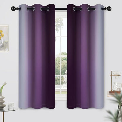 Yakamok Ombre Curtains Purple and Greyish White - Image 2