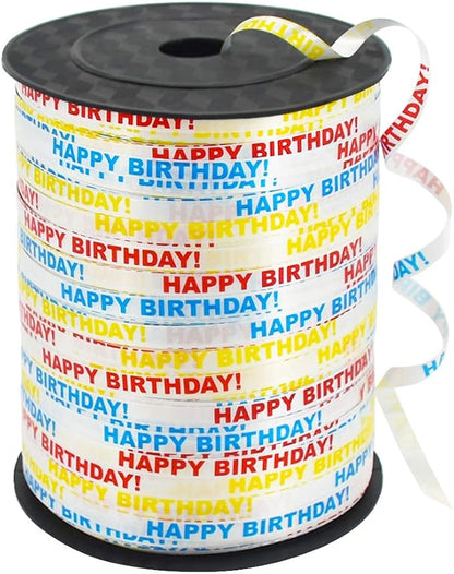 BEISHIDA 500 Yards Happy Birthday Printed Crimped Curling Ribbon Balloon String by Beishida