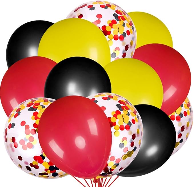 80 pcs Black Red Yellow Latex Balloons by JOYYPOP