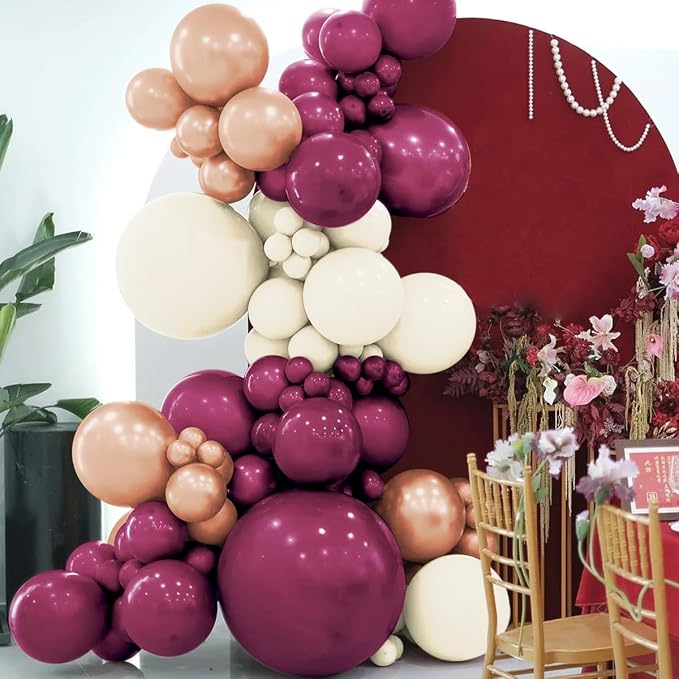 Dark Purple White Gold Balloon Garland Arch Kit - Image 7