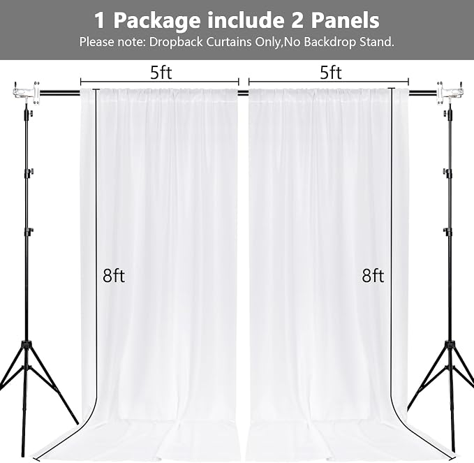 White Backdrop Curtains for Parties Valentine's Day- 10ft x 8ft White Curtains - Image 2