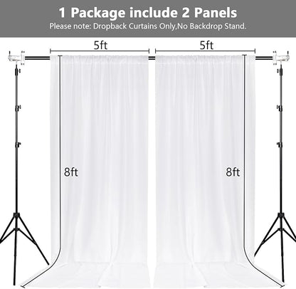 White Backdrop Curtains for Parties Valentine's Day- 10ft x 8ft White Curtains - Image 2