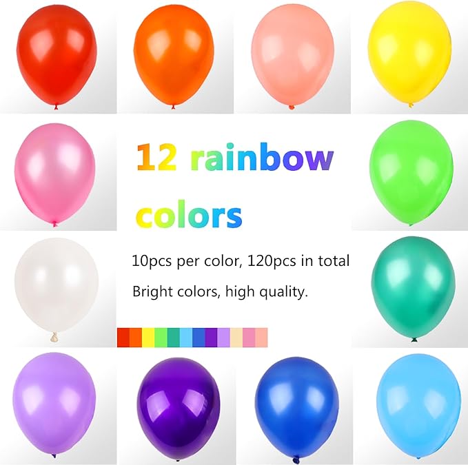 RUBFAC Rainbow Balloons, 12 Inches - Image 2