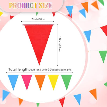 Tatuo 200 Feet Solid Pennant Banners Flags String Triangle Hanging DIY Bunting - Image 4