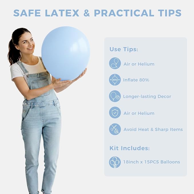 LovesTown 18 Inch Pastel Blue Balloons - Image 7