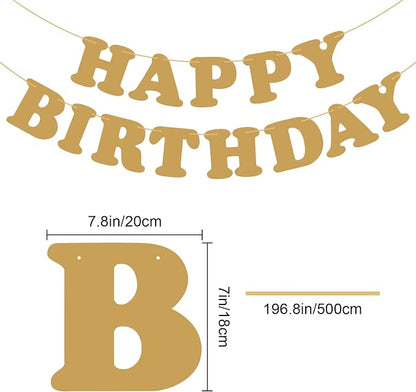 Gold Happy Birthday Banner Birthday Sign Backdrop Party Supplies - Image 2