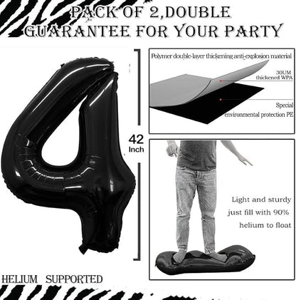 Black Foil Balloons Number 4, Huge Number Balloons - Image 3
