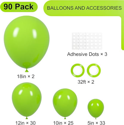 Voircoloria 90pcs Lime Green Balloons Garland Arch Kit, 18 12 10 5 Inch | - Image 2