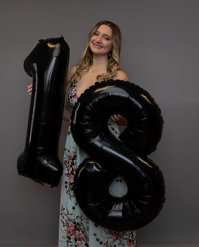 17 Balloon - Black Birthday Number Balloons, 40 Inch Decorations Men Women | - Image 8