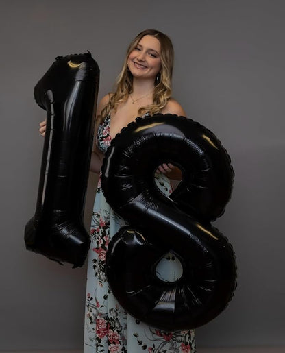 1 Balloon - Black Birthday Number Balloons, 40 Inch Decorations Men Women | - Image 4