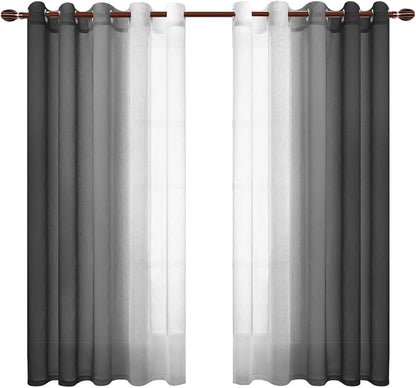 DWCN Black Ombre Faux Linen Sheer Curtains - Image 8