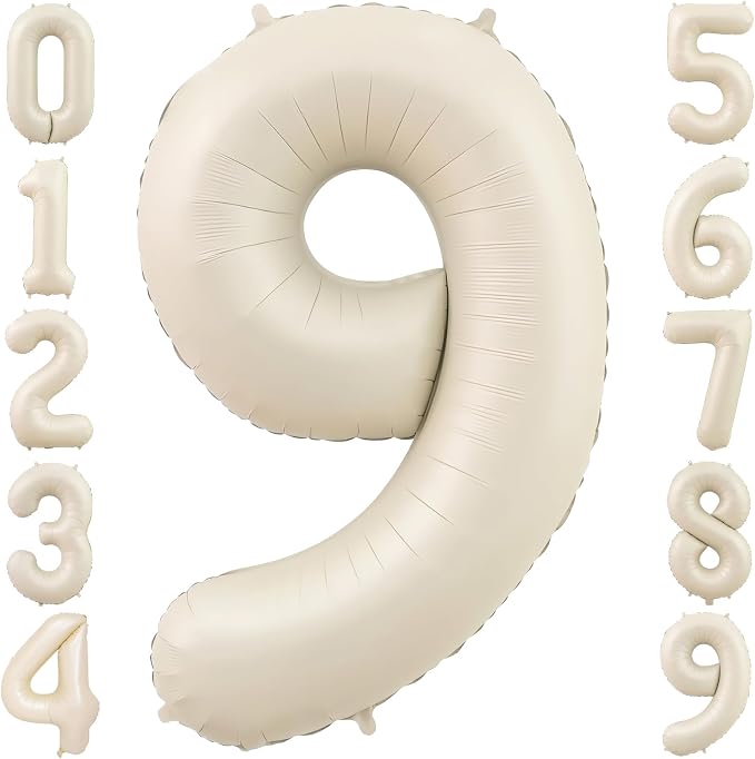 40 Inch Cream Foil Number 9 Balloon by TNCDJKPA