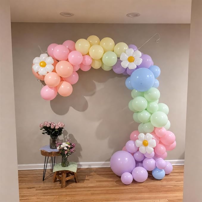 Daisy Balloon Garland Arch Kit, Retro Hippie Boho Macaron Pastel Balloons - Image 6