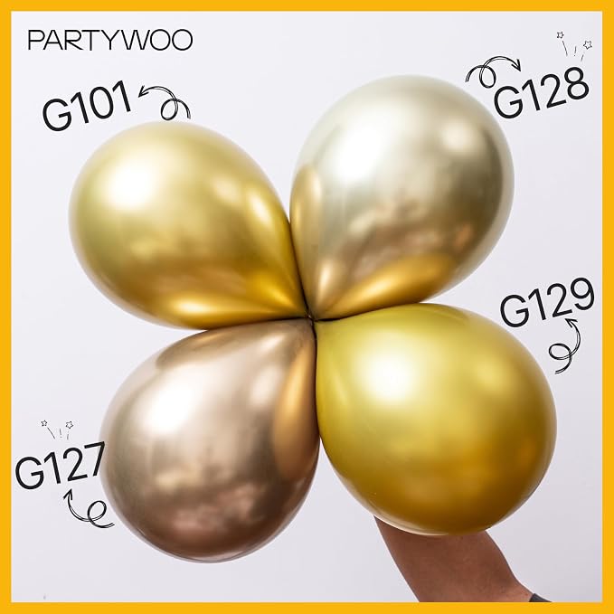 PartyWoo White and Gold Balloons, Party Decorations - Image 3