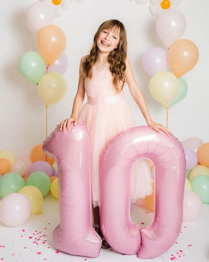 10 Balloon Number 40 Inch Pastel Pink Balloons - Image 2