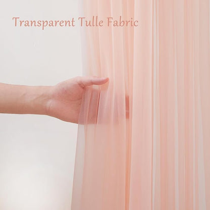 30x8ft Peach Tulle Backdrop Curtain - Image 6