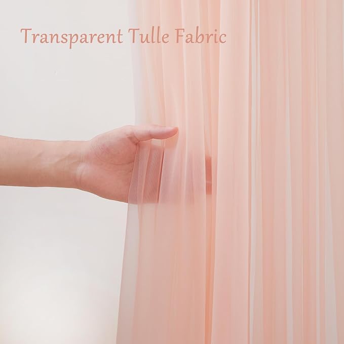10x8ft Peach Tulle Backdrop Curtain - Image 5