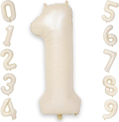 40 Inch Cream Number 1 Balloon, Digital 1 Helium Balloon by KAINSY
