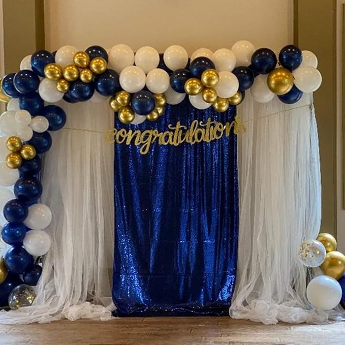 Poise3EHome 4Pcs 2Ft x 8Ft Blue Sequin Backdrop Curtains, Glitter Photography - Image 9