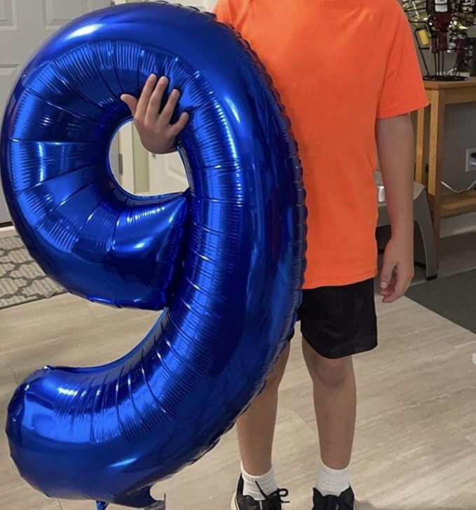 40 Inch Navy Blue Foil Balloon Number 9, Large Self Inflating Dark Blue Number - Image 7