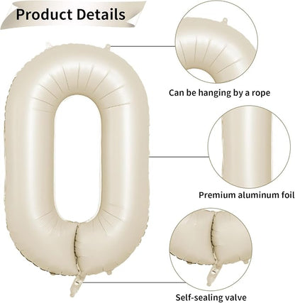 Biapian 40 Inch Cream Number 40 Balloon, 40th Birthday Balloons, Big Digital 40 - Image 3