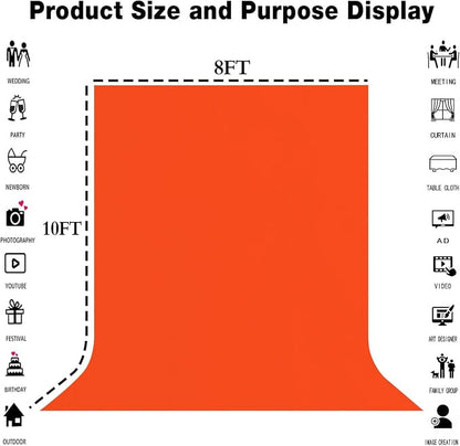 Orange Photography Backdrop for Photoshoot, Fabric 8x10ft | Polyester Studio - Image 3