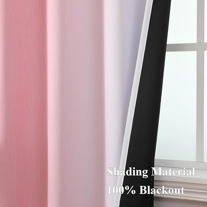Pink and Greyish White Ombre Blackout Curtains 63 Inch Long - Image 5