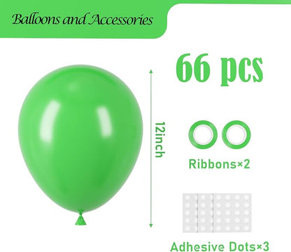 Voircoloria 66pcs Green Latex Party Balloons, 12inch | - Image 2