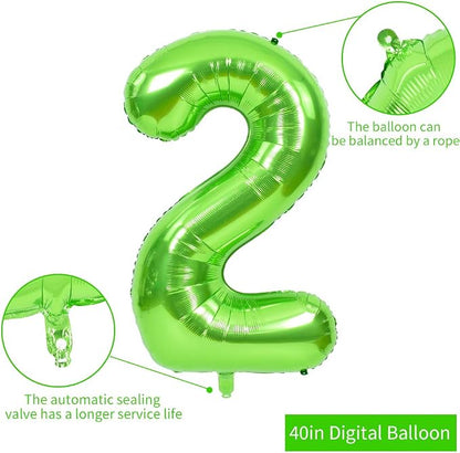 TONIFUL 40 Inch Green Number 2 Balloons Large Foil 2nd Birthday Decorations | - Image 2