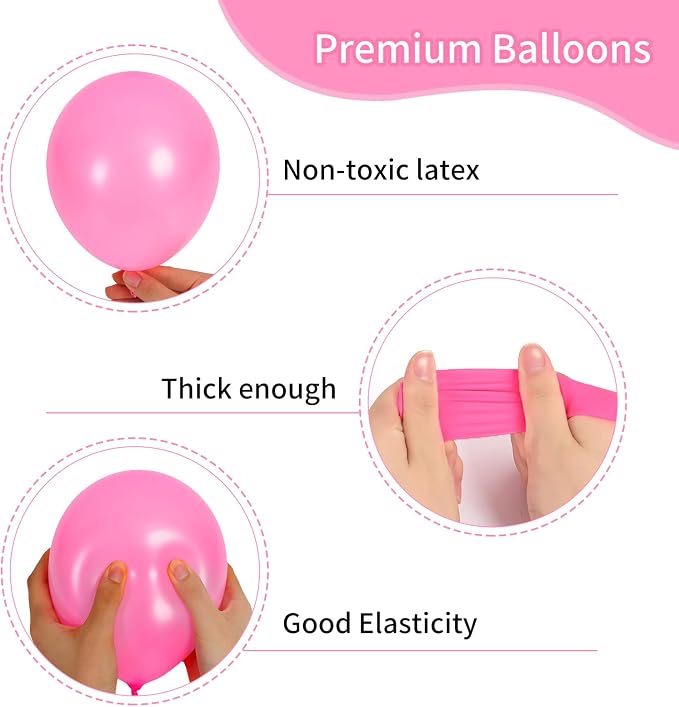 RUBFAC Pink Balloons Different Sizes Pink Balloon Arch Kit 129pcs | Pink Balloon - Image 3