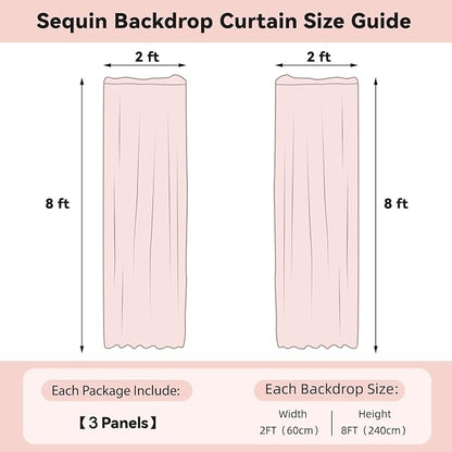 Sugargirl Blue Sequin Backdrop Curtain 3 Panels 2FTx8FT Glitter Blue Background - Image 7