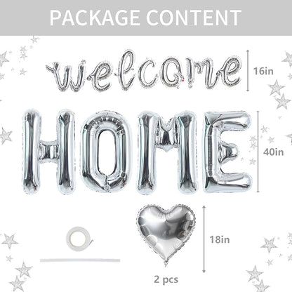 TONIFUL 2 Size Silver WELCOME HOME Foil Balloons Banner Letter Decorations | - Image 2