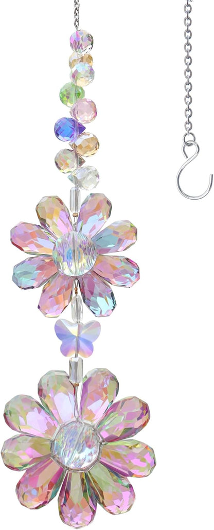Crystal Flower Suncatcher Hanging Ornament, Rainbow Maker Window Sun Catcher by PEDOBO