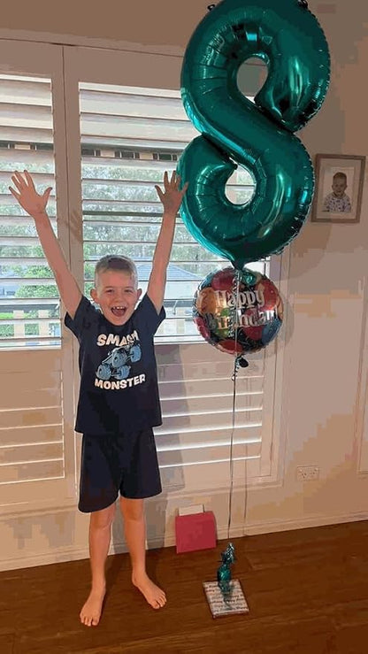 8 Balloon - Teal Birthday Number Balloons, 40 Inch Decorations Men Women | Teal - Image 2