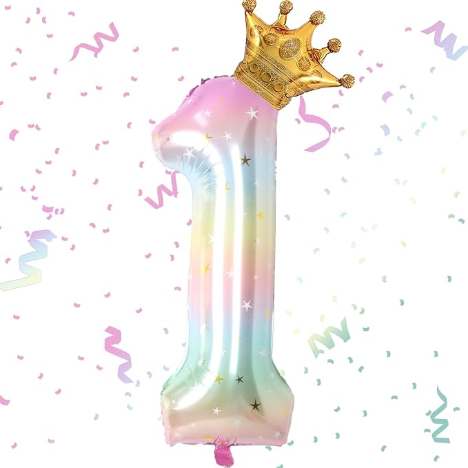 Stars Rainbow Gradient Number 1 Balloon, 40 Inch Giant Number 1 Balloon & Mini by Unknown