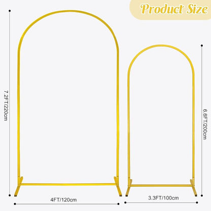 Gold Metal Arch Backdrop Stand 2 Set 7.2FT, 6.6FT Wedding Arch Stand Arched - Image 2