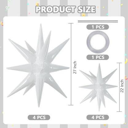 TONIFUL 8 Pcs Explosion Star Balloons White Foil Balloon Party Decorations | 2 - Image 2